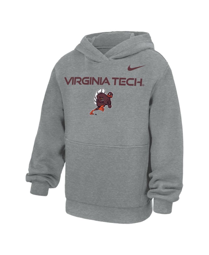 Big Boys and Girls Gray Virginia Tech Hokies Rushing Mascot Club Fleece Hoodie