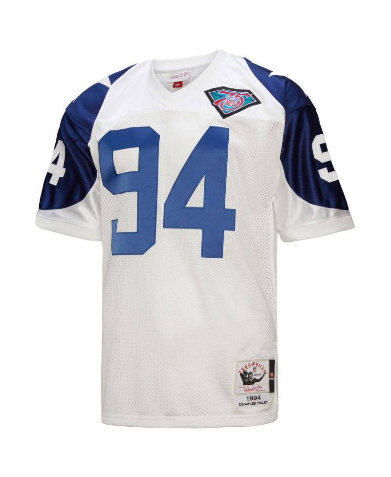 Men's Charles Haley White Dallas Cowboys 1994 Authentic Throwback Retired Player Jersey