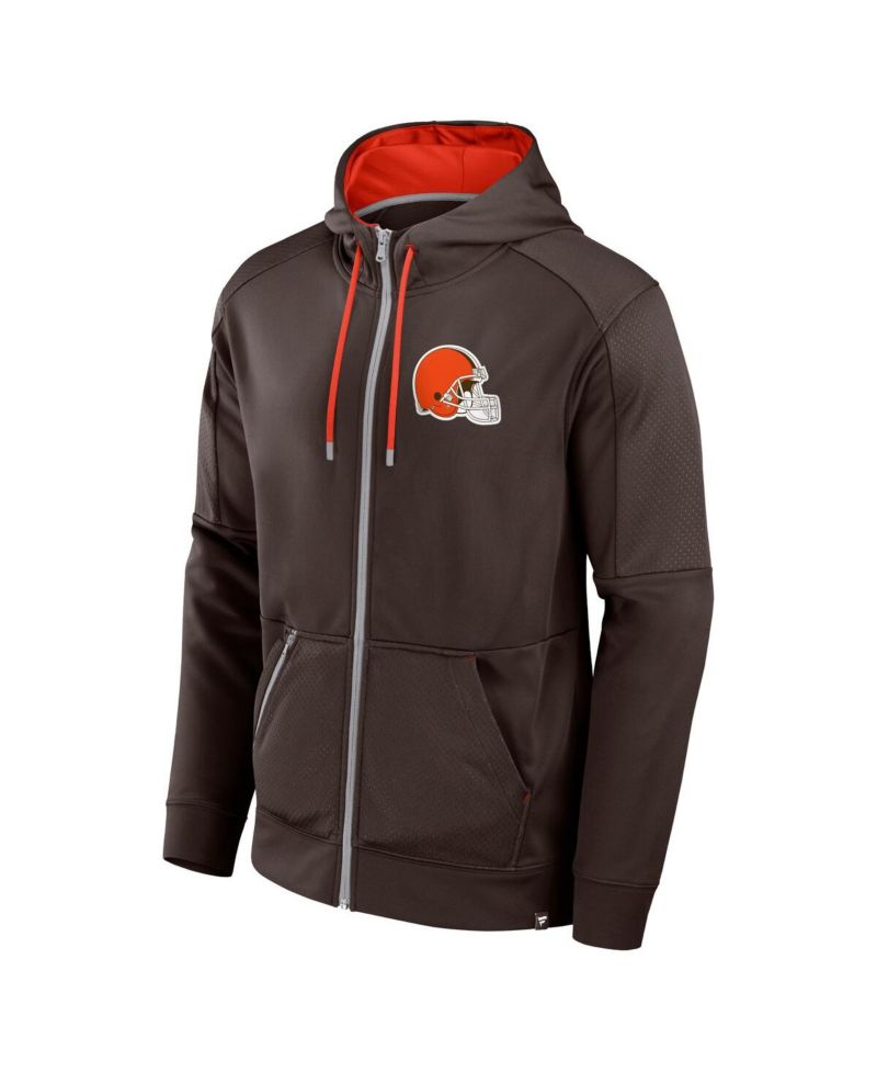 Men's Brown Cleveland Browns Defender Full-Zip Hoodie