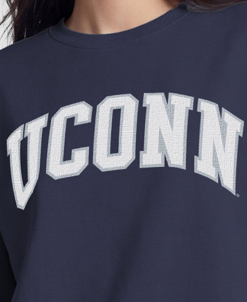 Women's Navy UConn Huskies Fleece Crew Sweatshirt