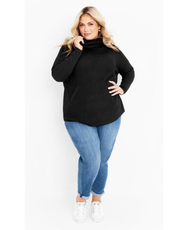 Women's Plus Size Ash Turtleneck Close Fit Sweater