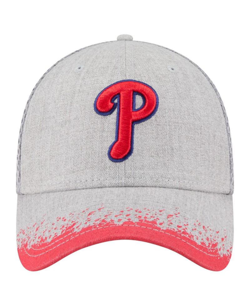 Men's Gray Philadelphia Phillies Visor Paint Splatter 39THIRTY Flex Hat