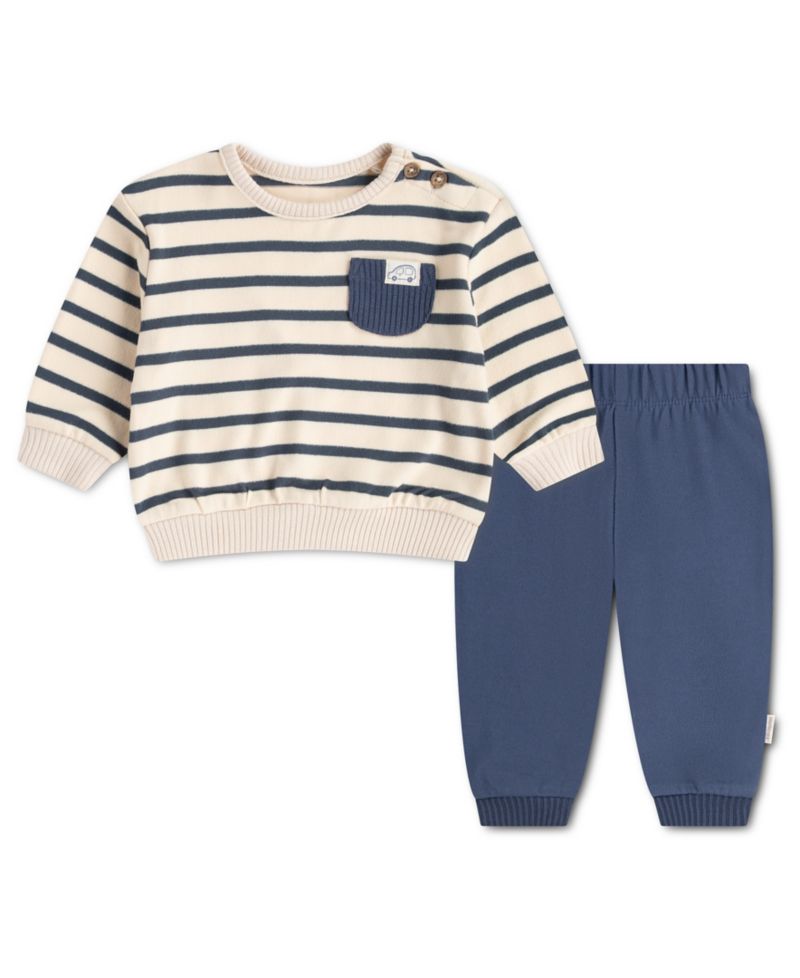 Baby Boys' Striped Long-Sleeve Top and Pants, 2-Piece Set