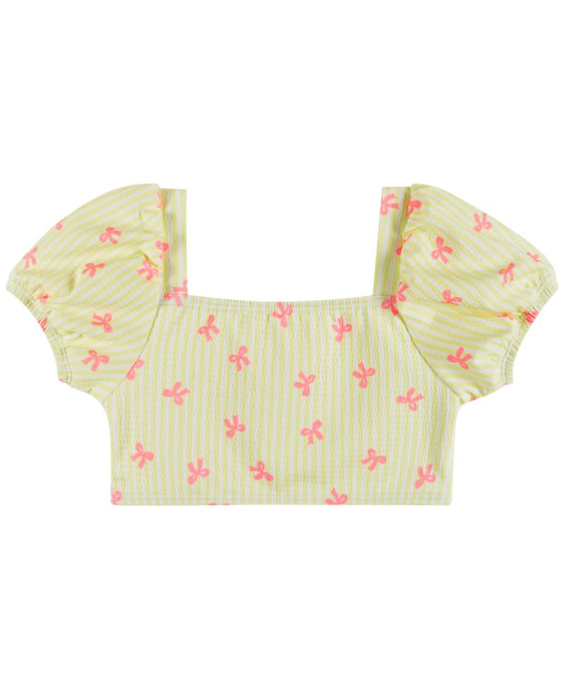 Girls' 2T-5 Puff-Sleeve Top, Bikini Bottom, & Matching Headband, 3-Piece Set