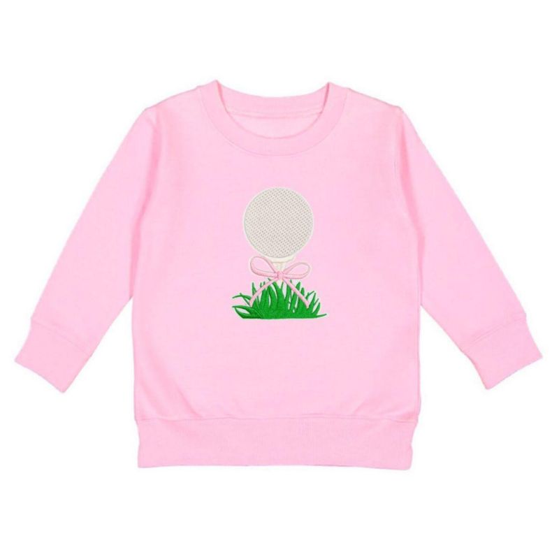Big Girls Golf Tee Bow Patch Sweatshirt