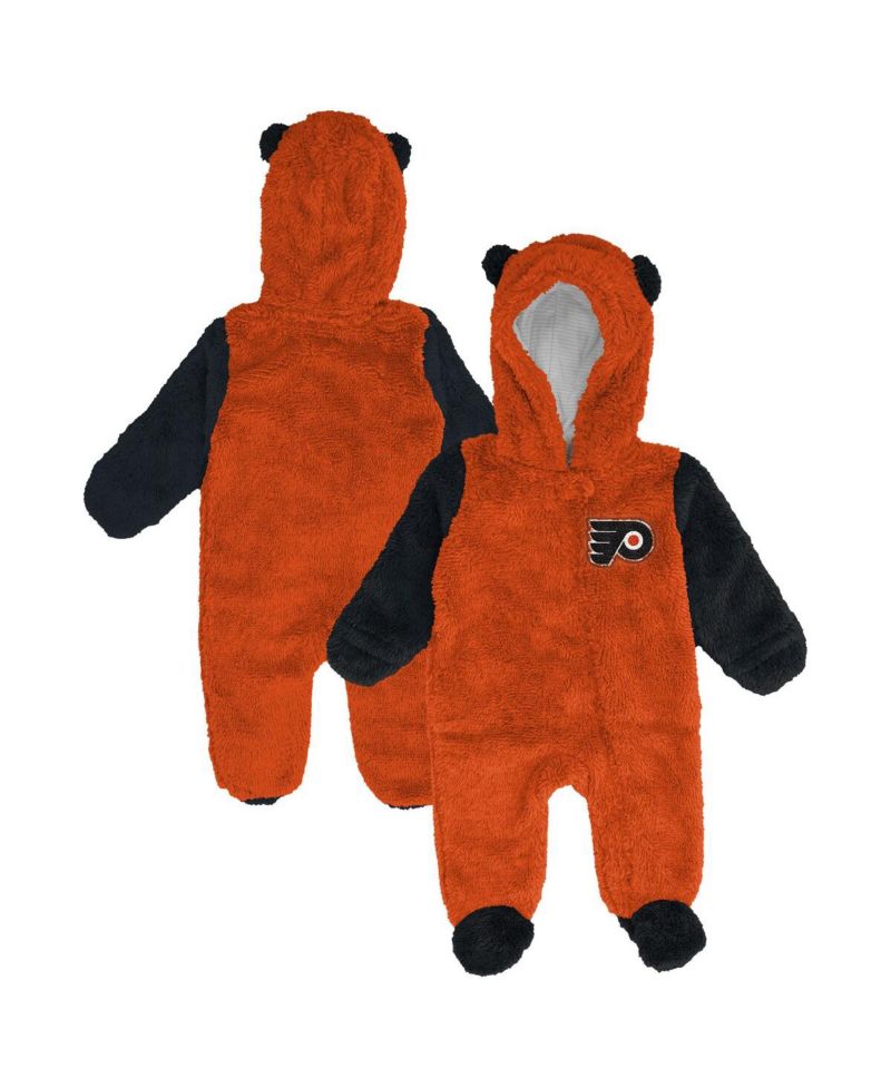 Newborn Orange Philadelphia Flyers Stay Napping Fleece Bunting Full-Zip Hooded Sleeper