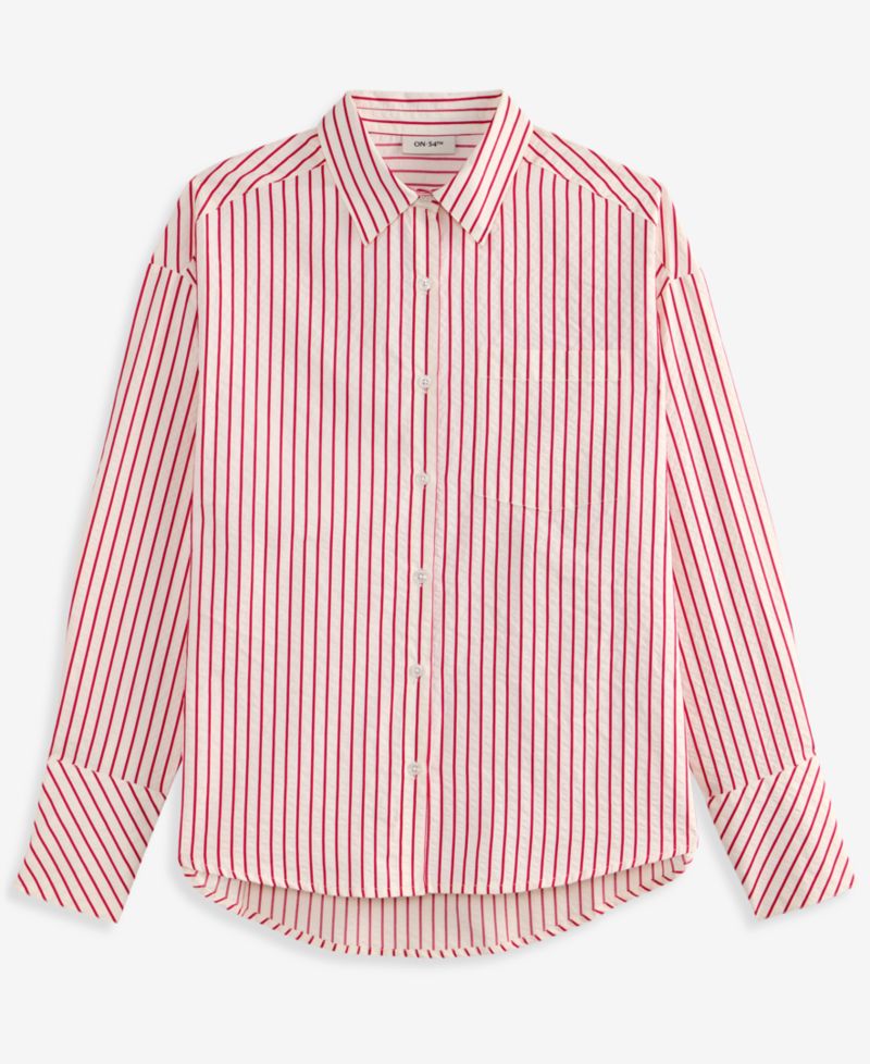 Women's Textured Seersucker Striped Button-Front Shirt