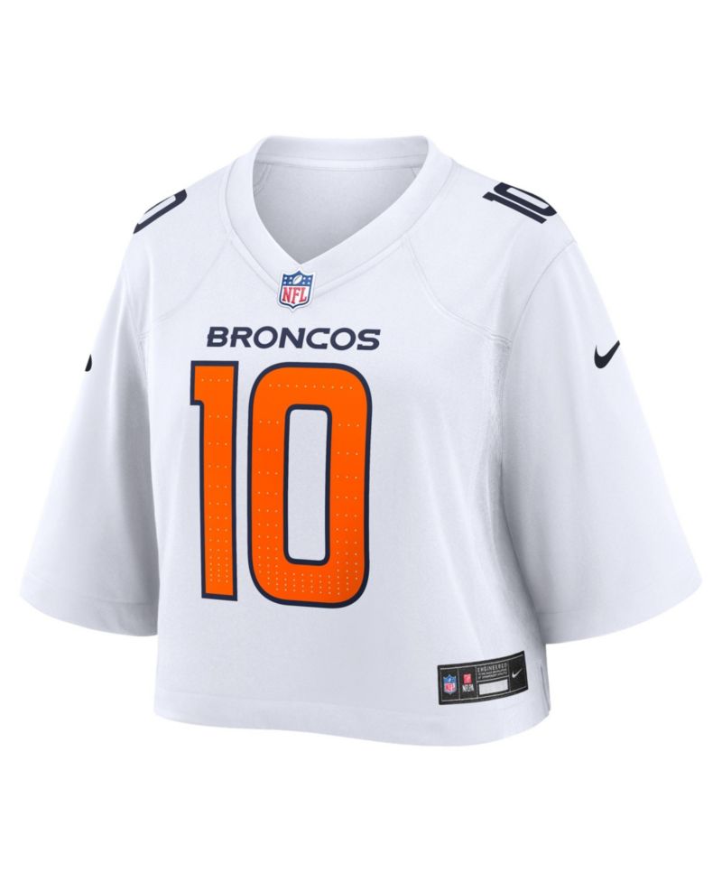 Women's Bo Nix White Denver Broncos Cropped Fashion Game Jersey