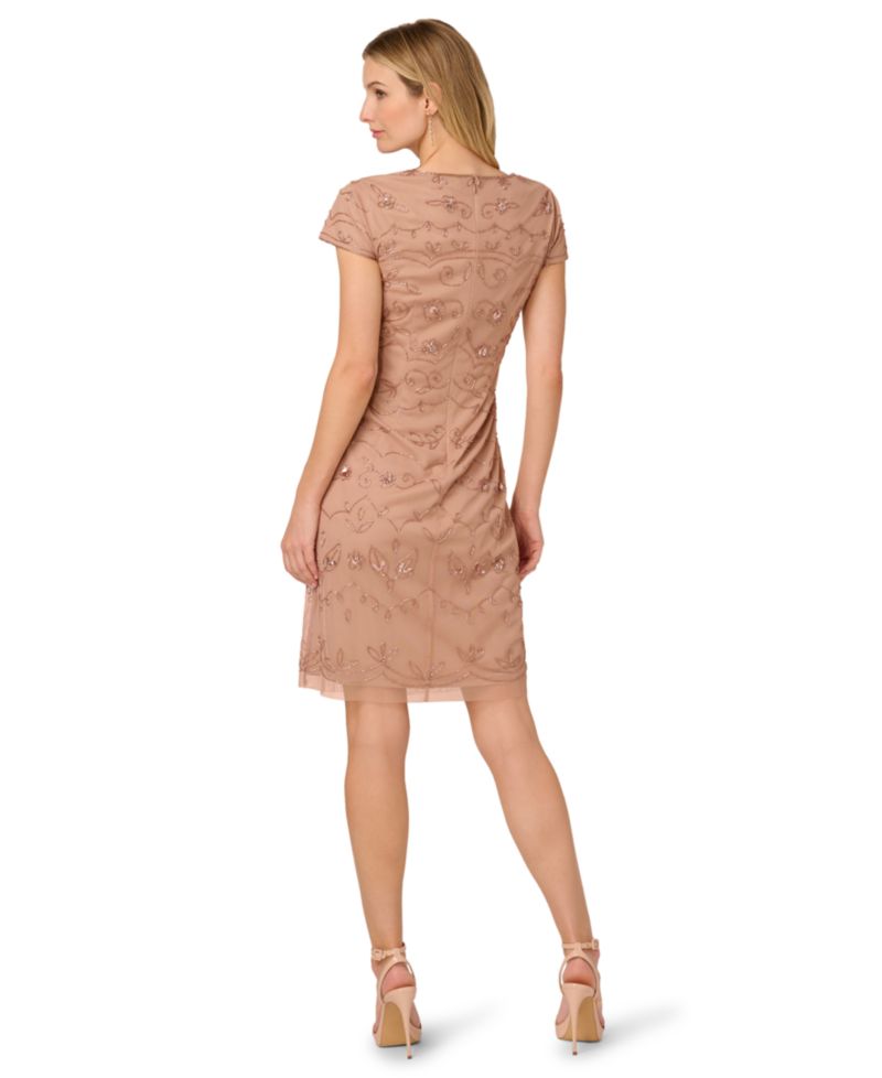 Women's Boat-Neck Beaded Sheath Dress
