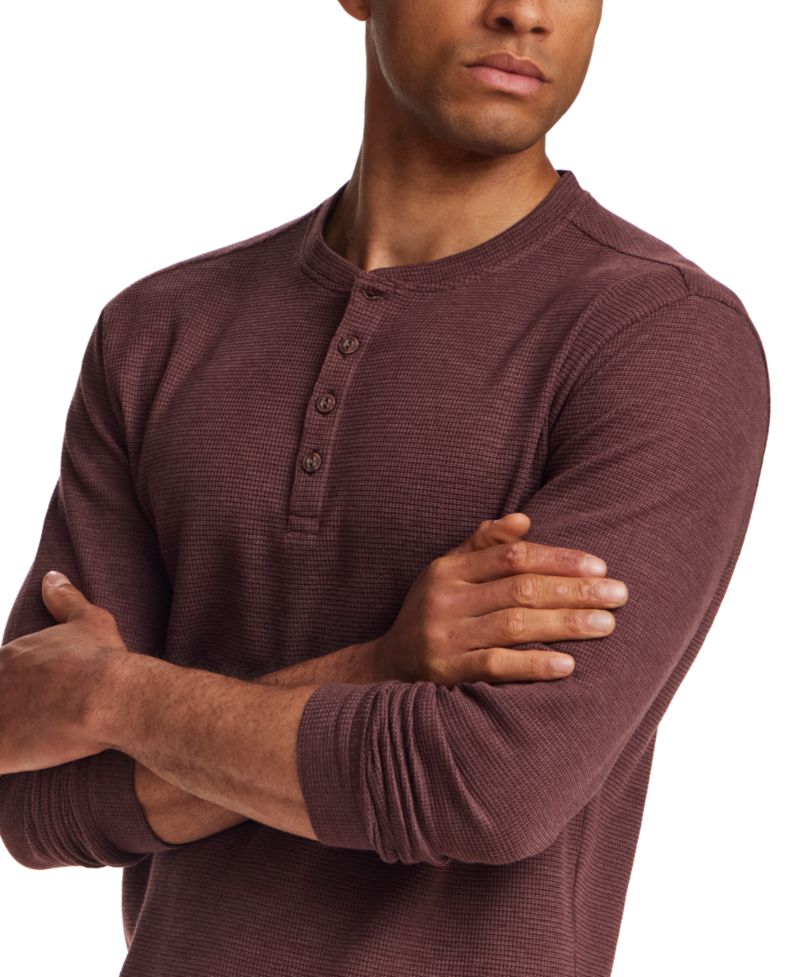 Men's Variegated Microstripe Waffle Henley T-Shirt