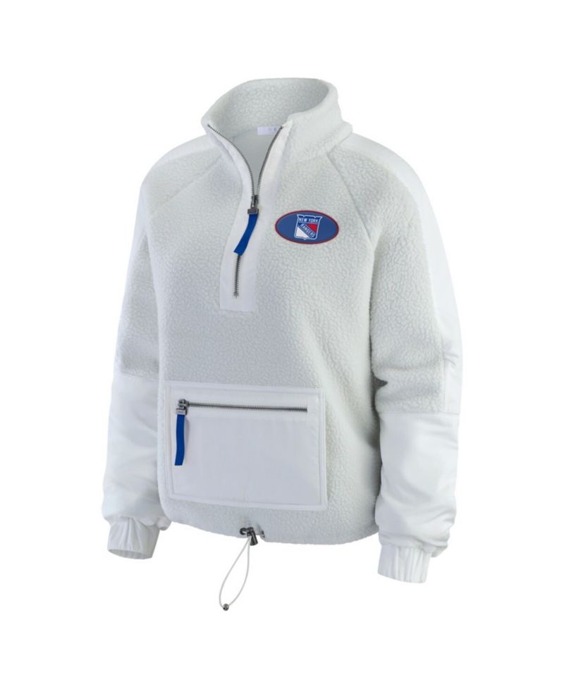 Women's Gray New York Rangers Polar Fleece Quarter-Zip Jacket