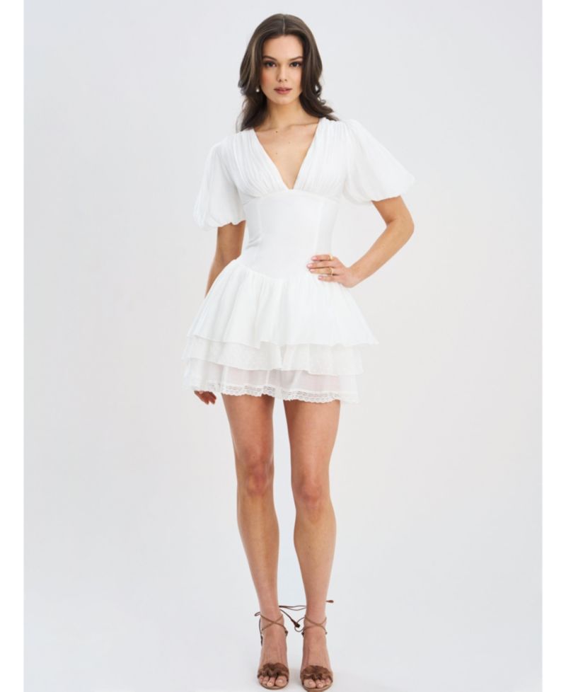 Women's Caitlyn Bubble Sleeve Layered Mini Corset Dress