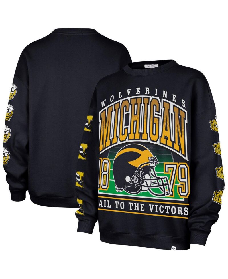 Women's Navy Michigan Wolverines Go Big Oversized Pullover Sweatshirt