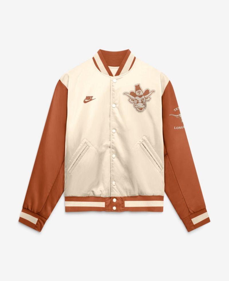 Men's Natural/Texas Orange Texas Longhorns Legacy Full-Snap Bomber Jacket
