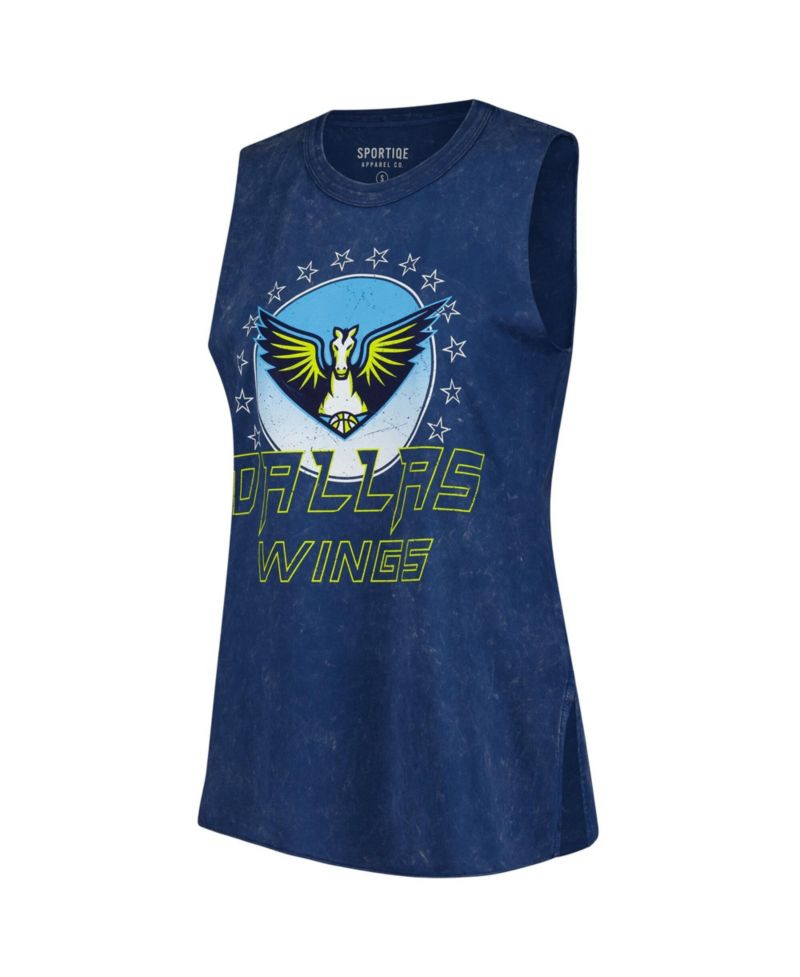 Women's Navy Dallas Wings Rock Roll Collection Turner Mineral Wash Tank