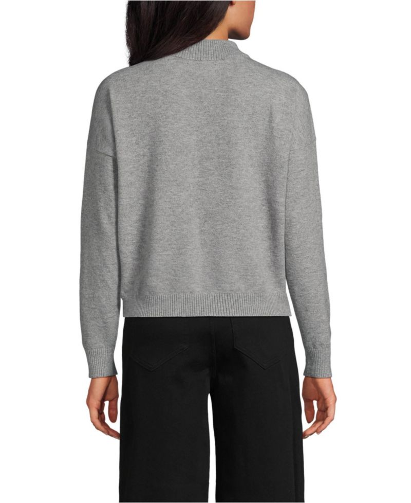Women's CashTouch Drop-Shoulder Mock Neck Cotton-Blend Sweater