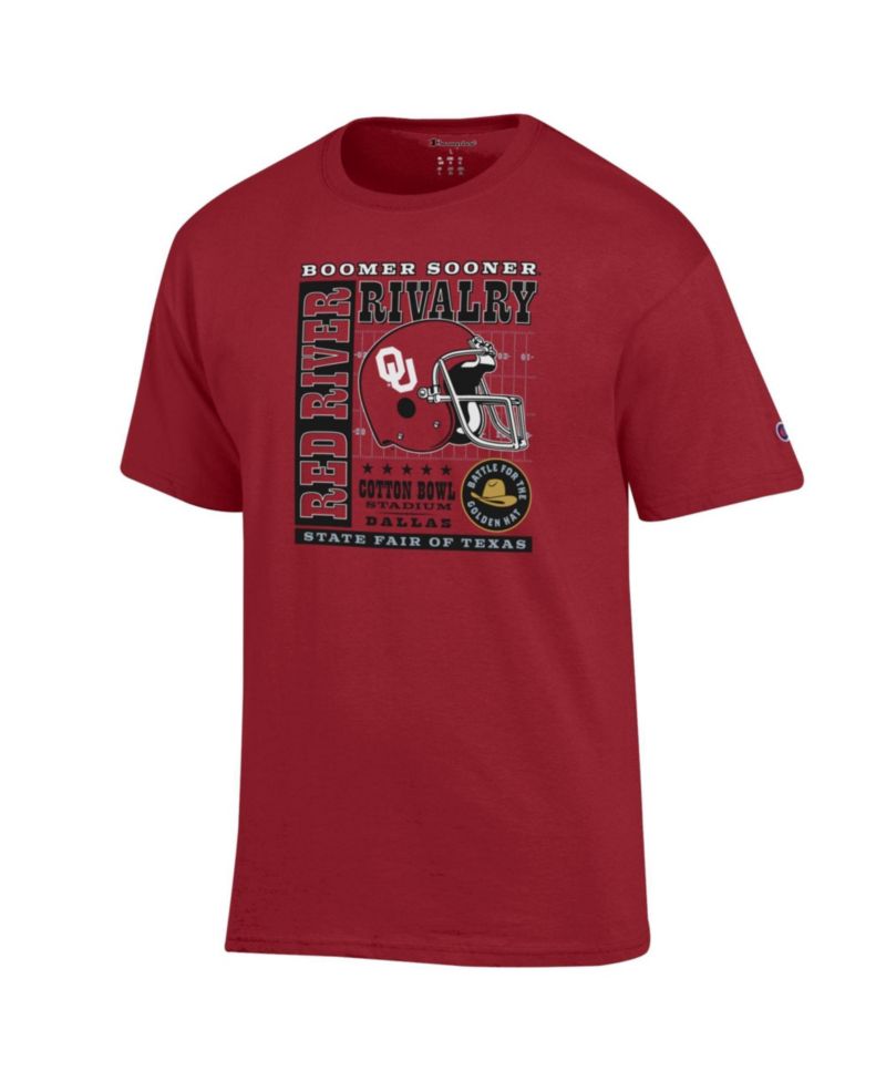 Men's Crimson Oklahoma Sooners Red River Rivalry Slogan T-Shirt