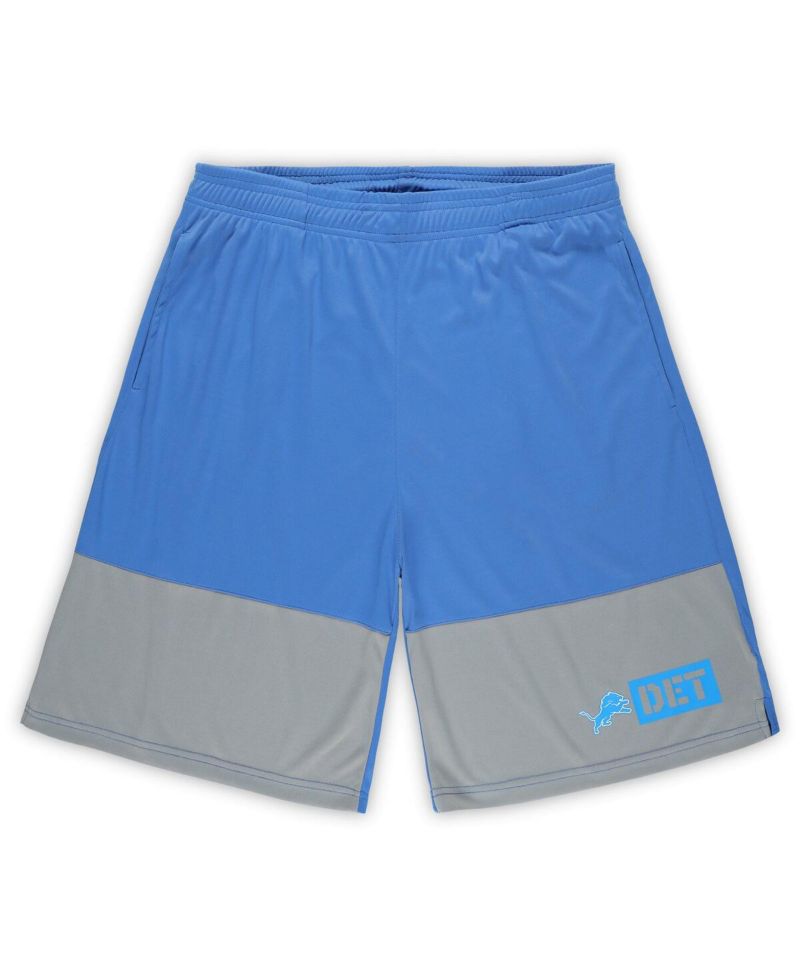 Men's Blue/Silver Detroit Lions Big & Tall Best of the Best Performance Shorts