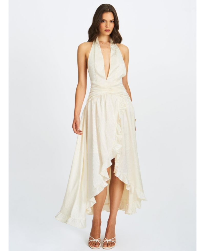 Women's Nalani Floral Ivory Ruffled Halter Maxi Dress