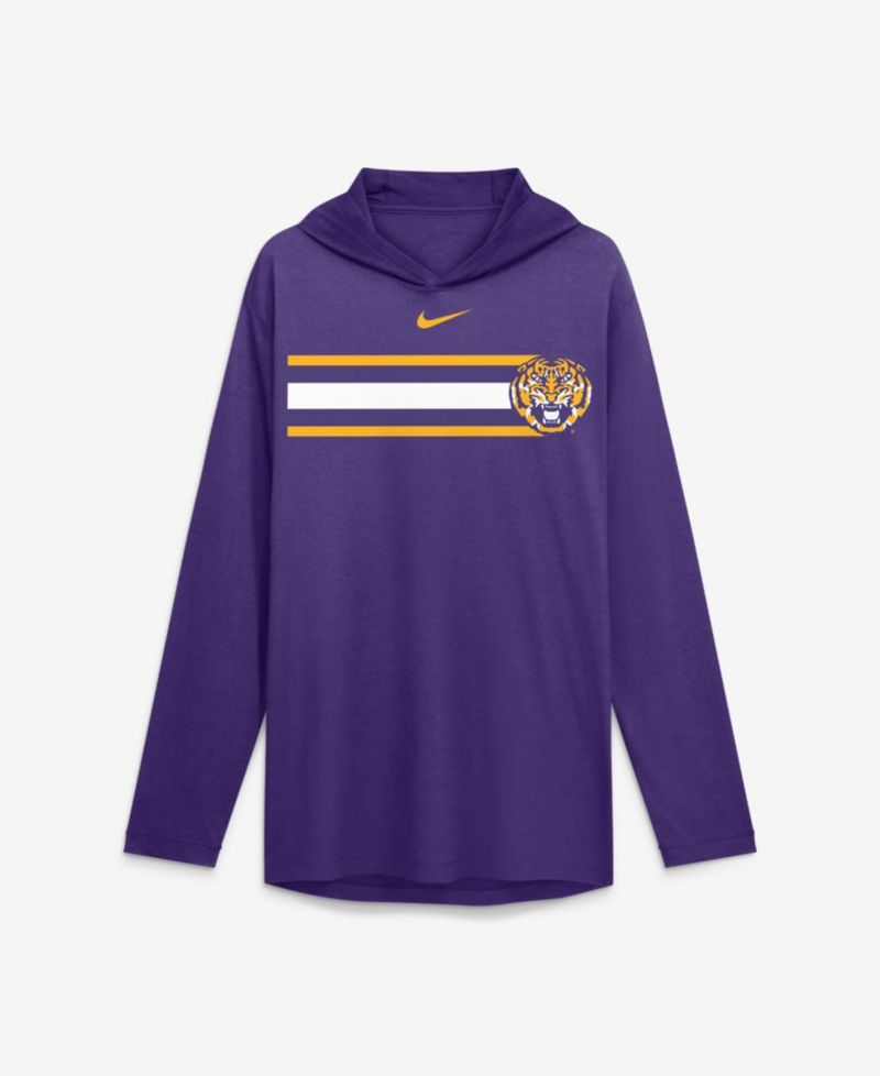 Men's Purple LSU Tigers Primetime Pattern Tri-Blend Dri-FIT Long Sleeve Hooded T-Shirt
