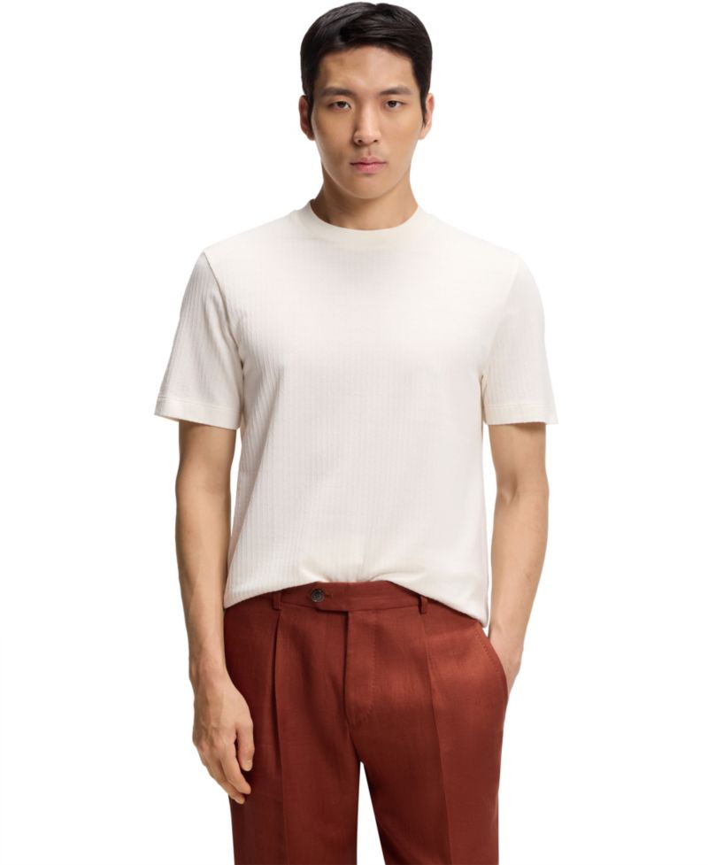 Men's Cotton-Silk Geometric Jacquard T-Shirt