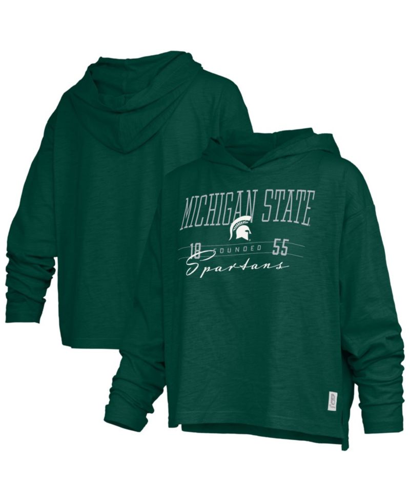 Women's Michigan State Spartans Castillo Hooded Oversized Slub Long-Sleeve T-Shirt