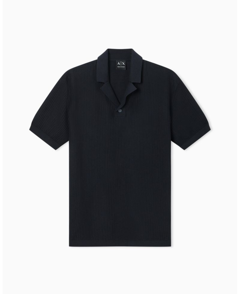 Men's Textured Polo Sweater