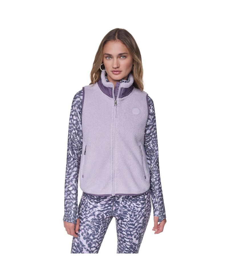 Women's Sherpa Mock-Neck Jacket with Woven Piecing