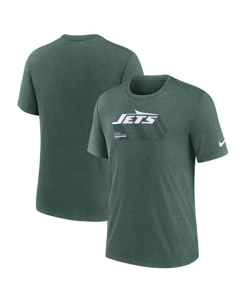 Men's Heather Green New York Jets Long Pass Tri-Blend T-Shirt