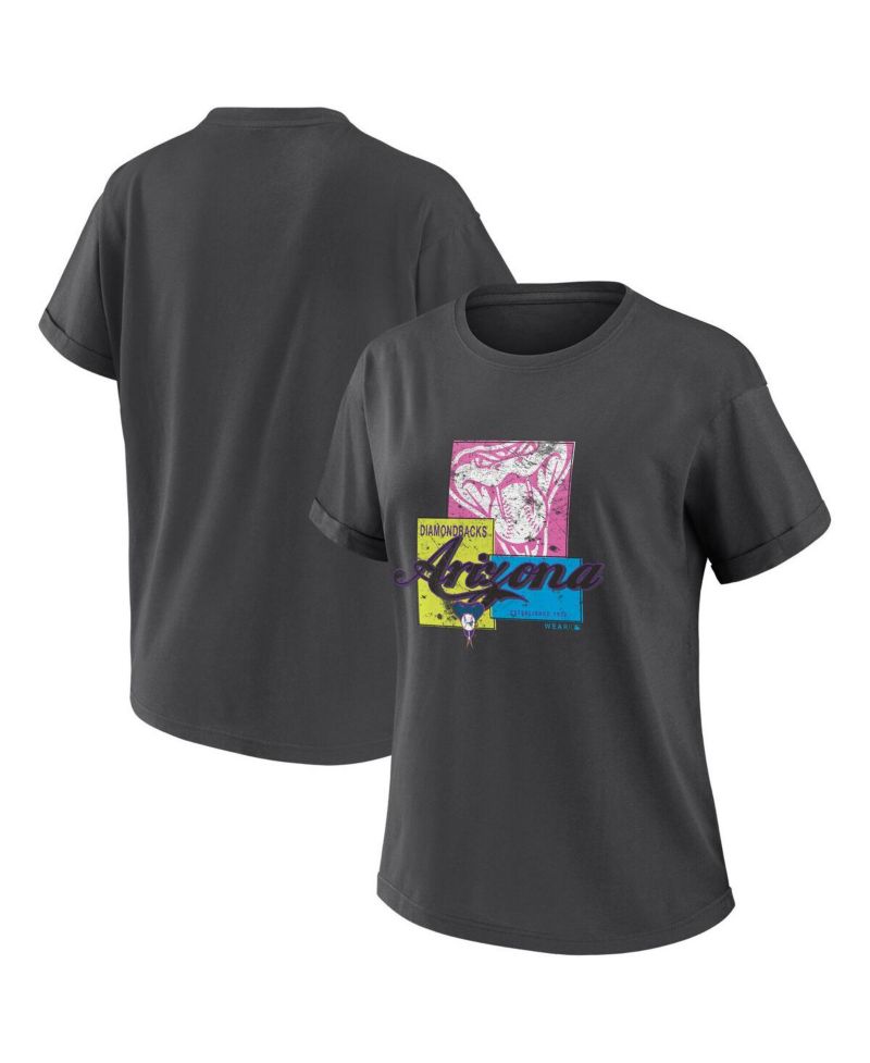 Women's Charcoal Arizona Diamondbacks Domestic Box Color Boyfriend T-Shirt