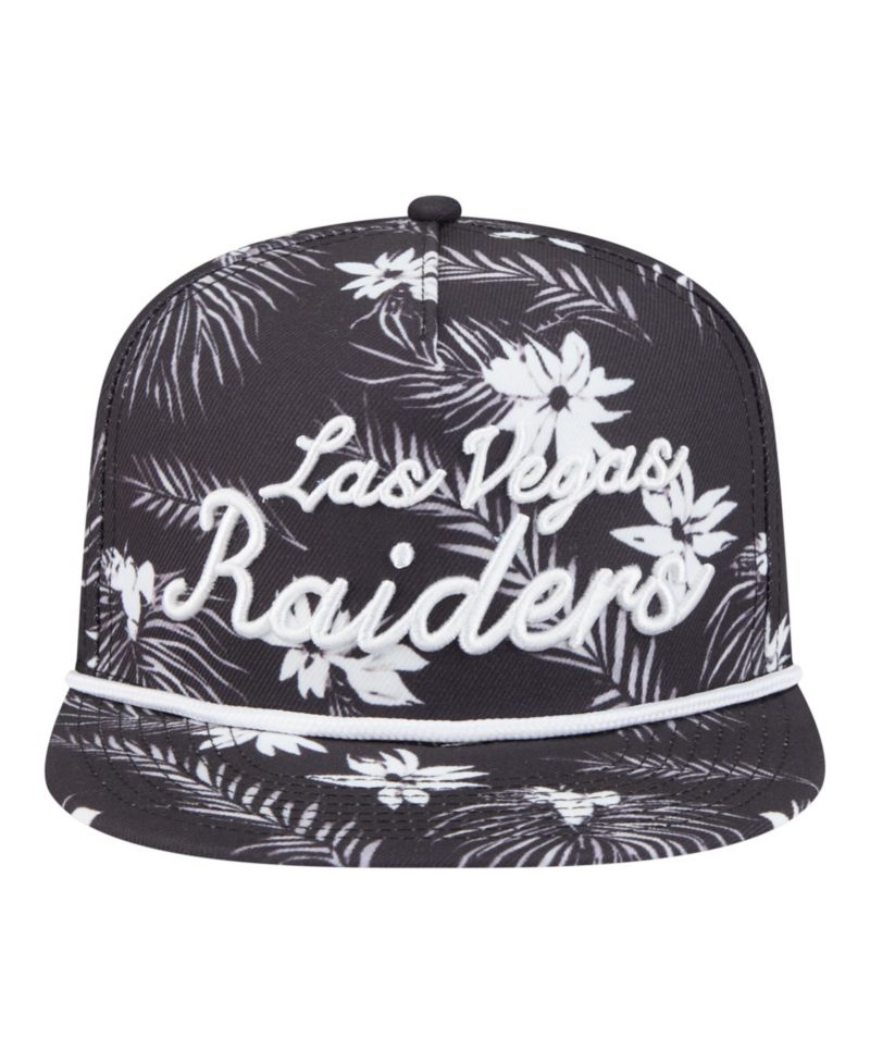 Men's Black Las Vegas Raiders Palm Print A-Frame 9FIFTY Snapback Hat