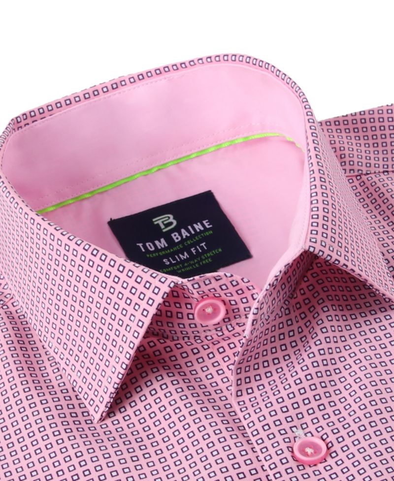Men's Slim Fit Short Sleeve Performance Button Down Dress Shirt
