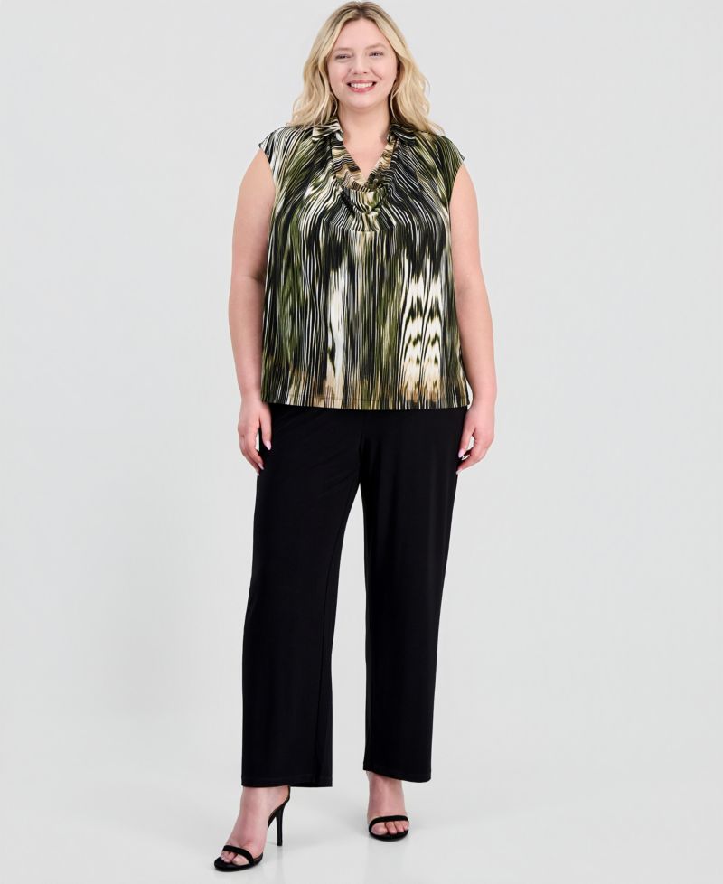 Plus Size Extended-Shoulder Cowlneck Blouse