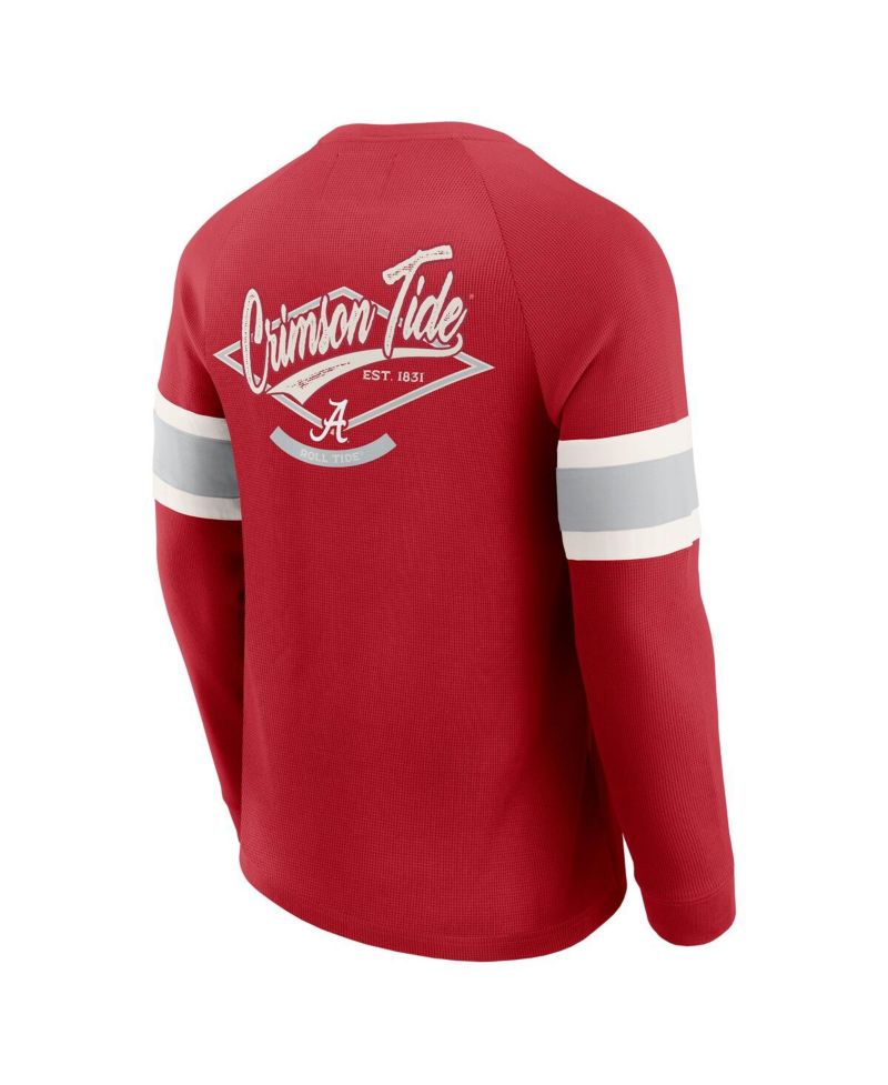 Darius Rucker Collection by Men's Crimson Alabama Crimson Tide Waffle-Knit Raglan Long Sleeve Henley T-Shirt