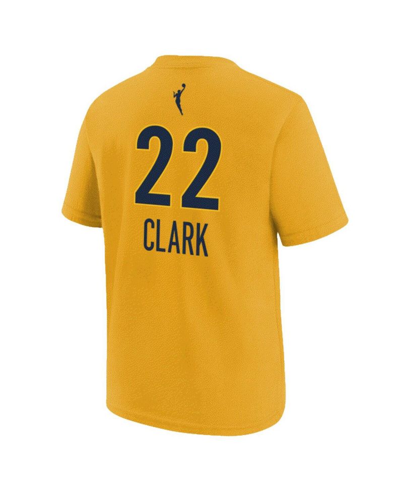 Big Boys and Girls Caitlin Clark Gold Indiana Fever Name & Number T-Shirt
