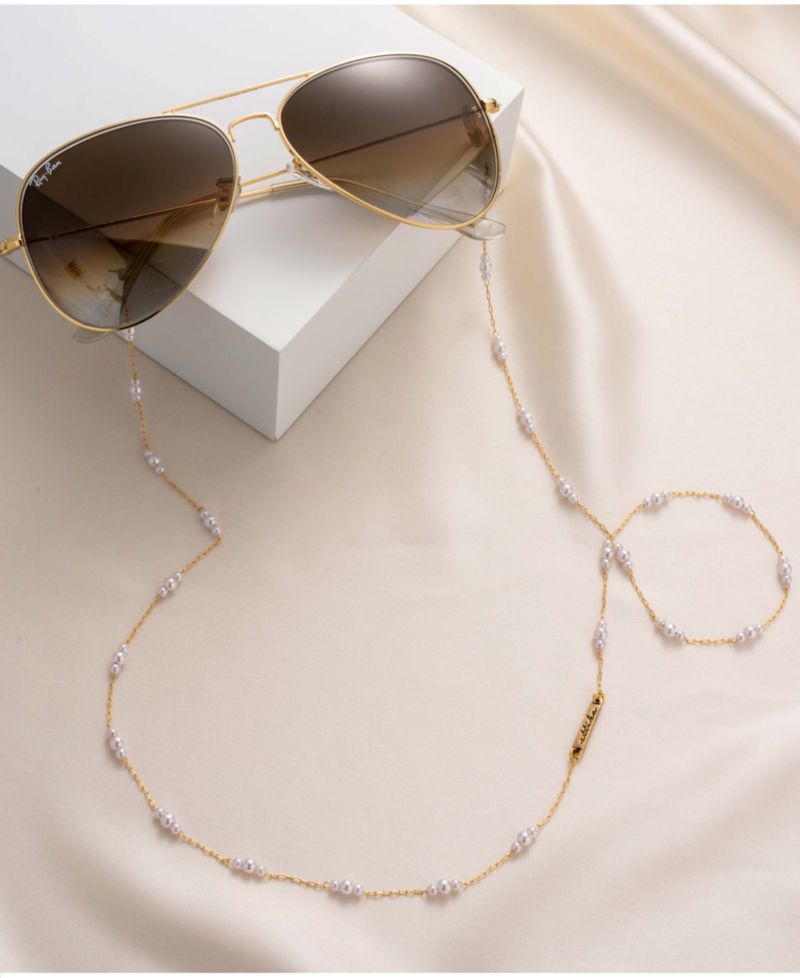 Women's 18k Gold Plated Imitation Pearl Moments Glasses Chain