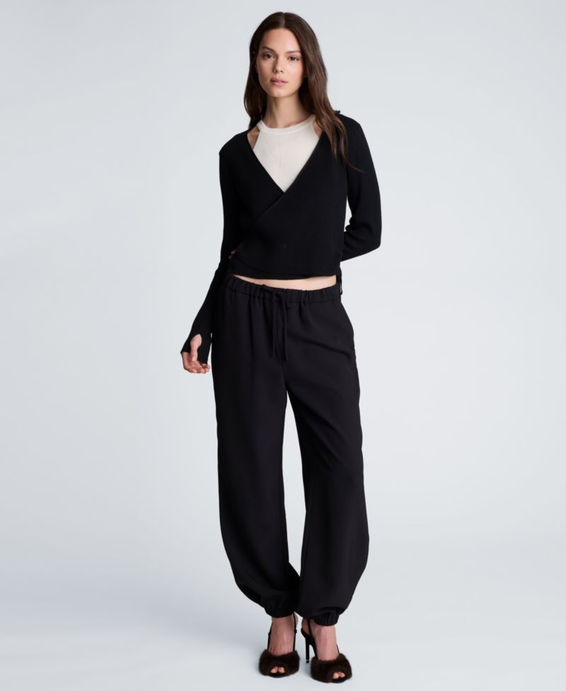 Women's Ribbed Twofer Wrap Sweater