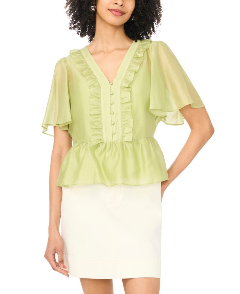 Women's Flutter-Sleeve V-Neck Top