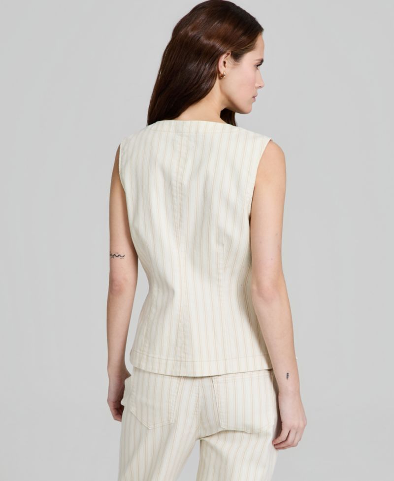 Women's Denim Flyaway Button-Front Vest