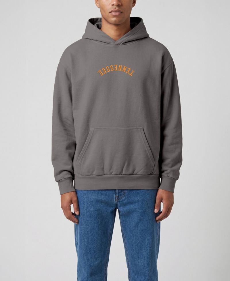 Men's Dark Grey Tennessee Volunteers Upside Down Embroidered Vintage Heavyweight Hoodie