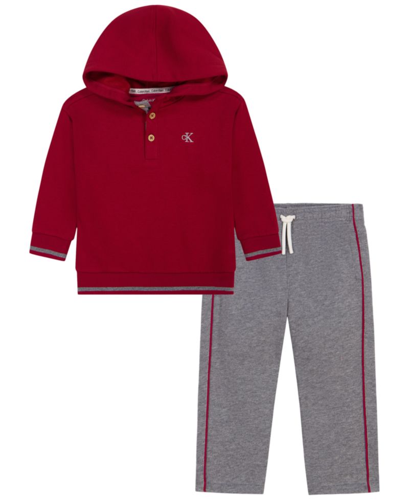 Baby Boys' Fleece Button-Up Hoodie and Pant, 2-Piece Set