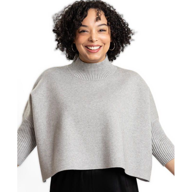 Women's Jordan Turtleneck Cropped 3/4-Length Sleeves Sweater