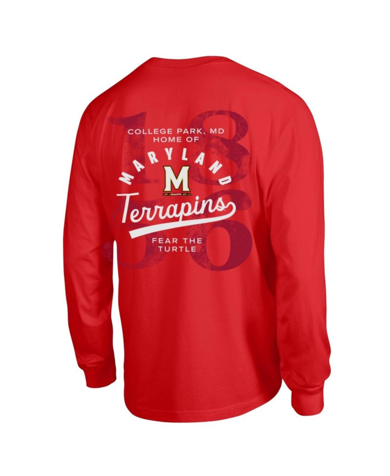 Men's Red Maryland Terrapins Laminated All-Star Long Sleeve T-Shirt