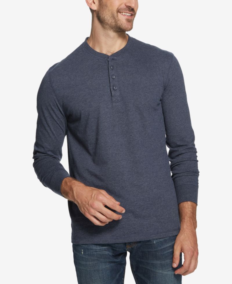 Мужская футболка из матового джерси Henley с длинным рукавом