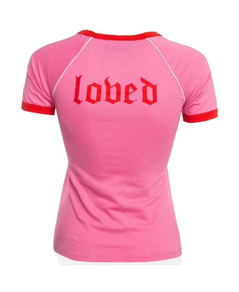 Women's Rainbow Stripe Sequin Logo T-Shirt