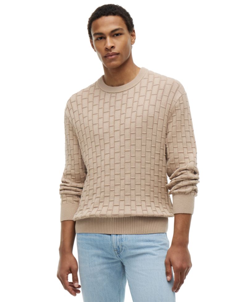 Men's Mock Cable Crewneck Sweater