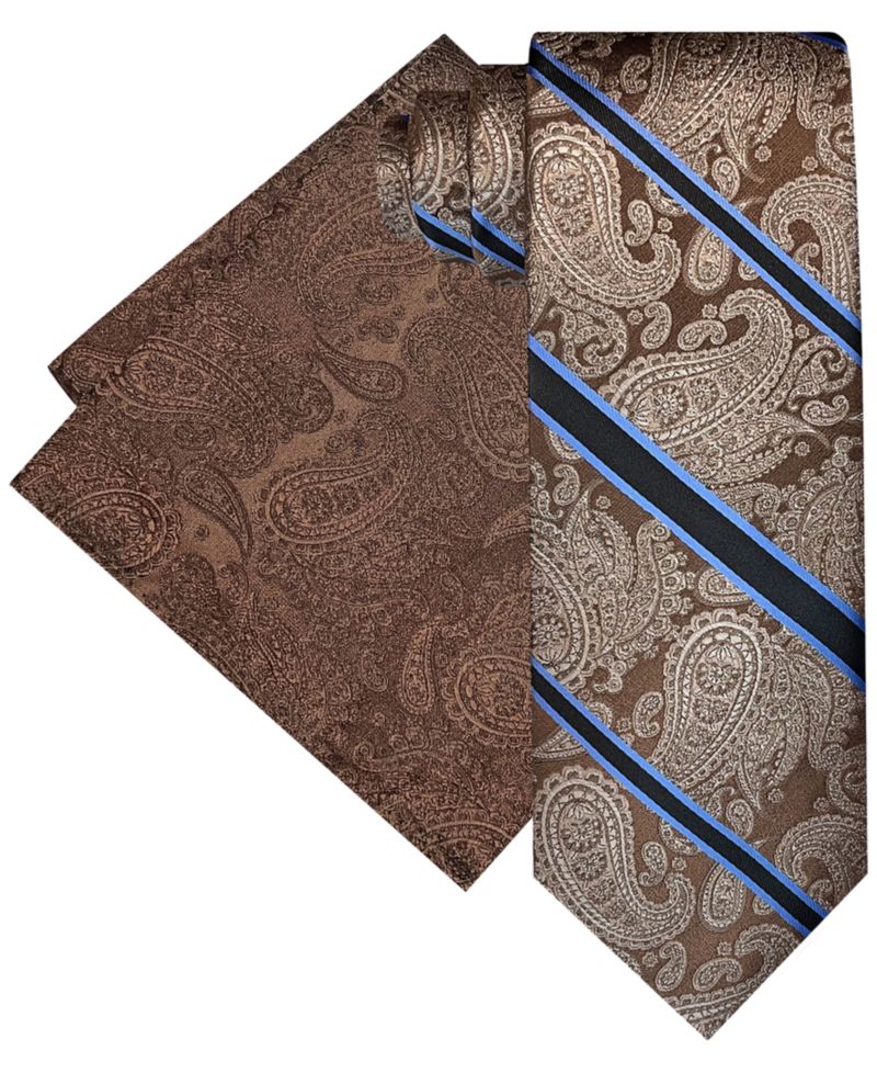 Men's Stripe Paisley Tie & Pocket Square Set