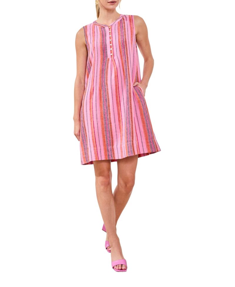 Women's Yarn-Dye Sleeveless Dress with Pintuck Detail
