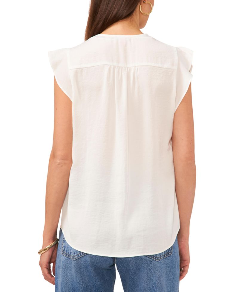 Women's V-Neck Short-Ruffle-Sleeve Top