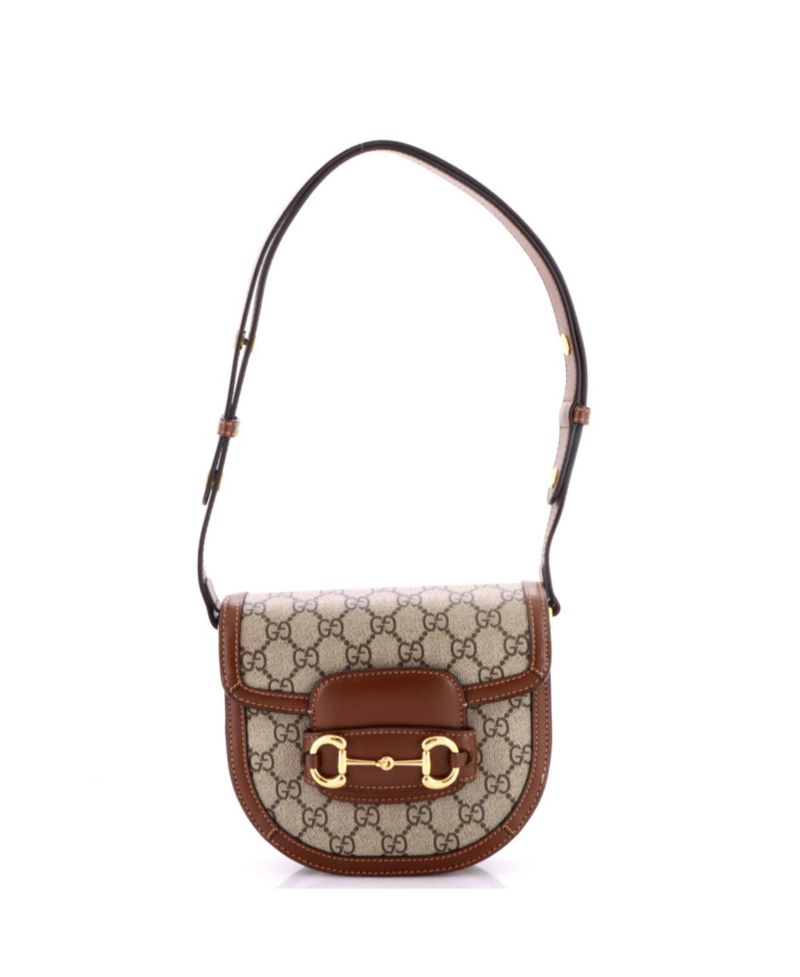 Mini Horsebit 1955 Rounded Shoulder Bag GG Coated Canvas and Leather